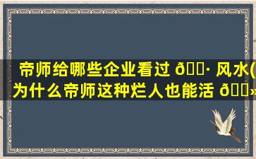 帝师给哪些企业看过 🕷 风水(为什么帝师这种烂人也能活 🌻 )